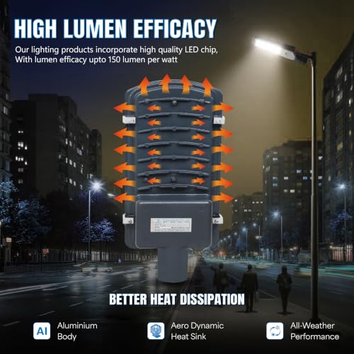 Image of Forus 120W LED Street Light Outdoor with 4 Year Warranty, IP66 Waterproof Decorative Focus Natural White Light for Road, Garden, Events, Security, Terrace, Landscape, Pathway, Building Lighting (1 PC)