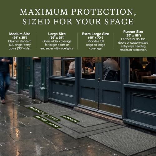 Image of WaterHog Max Diamonds Front Door Mat Indoor Outdoor Entrance, All-Weather Heavy Duty Commercial Doormat with Non-Slip Rubber Backing, Dirt & Moisture Trapper, Low Profile, Made in USA 24 inchx35 inch Grey Ash