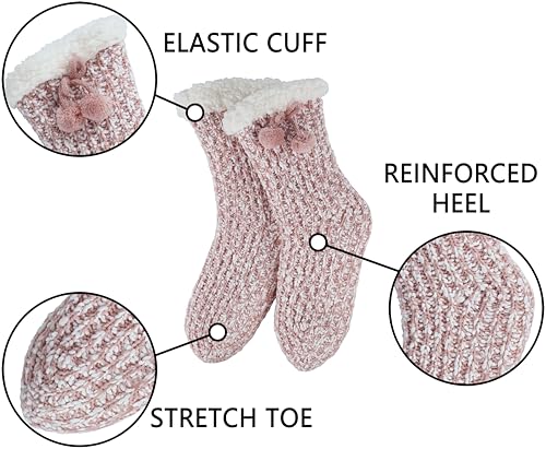 Image of BenSorts Women Thick Christmas Slipper Socks Non Slip Grippers Size 6-10