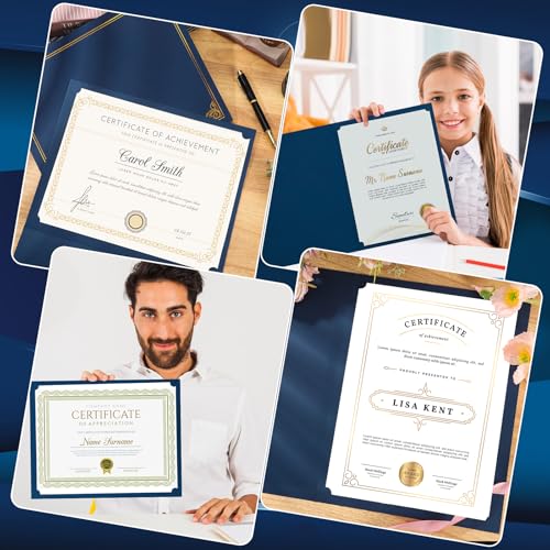 Protège-certificat bleu marine et or lot de 12 pour document de graduation