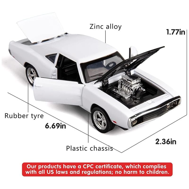 Image of Kids Model 1:32 FF8 Die Cast Metal Car Pull Back Action Opening Doors with Realistic Engine Sound Lights Toy Car Gift for Boys - White