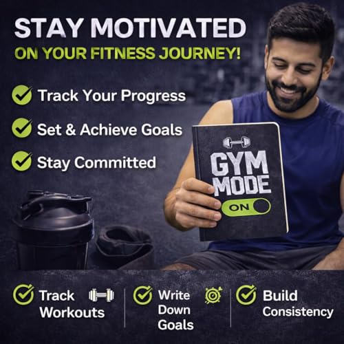 Image of Fitness Workout Journal A5 | 120 Ruled Pages | 80 GSM Paper | Gym & Goal Tracking Notebook | Rounded Corners | Softcover