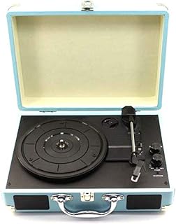 Turntable Vinyl Record Player, Portable Phonograph,Retro Record Player, Vinyl player with Built in Stereo Speakers, Black, Free size recorder