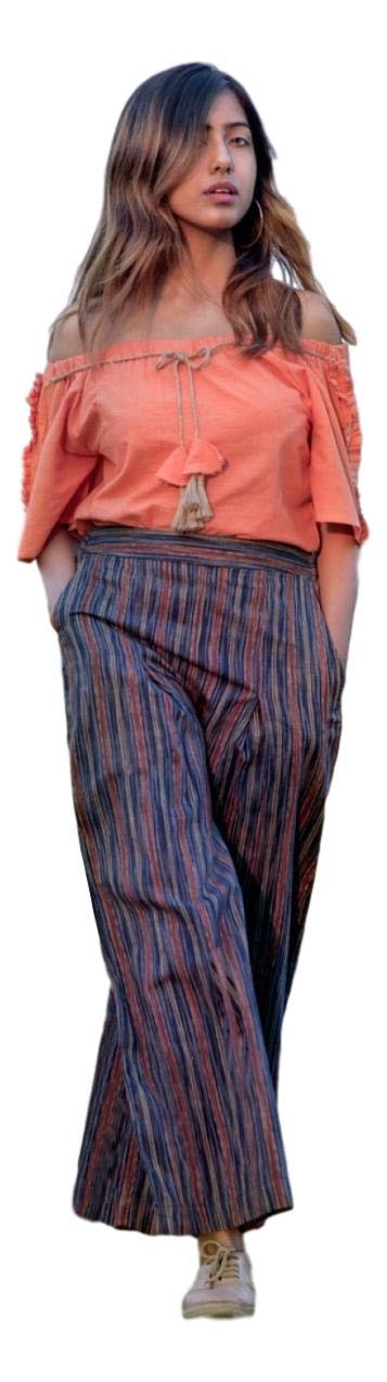 Women's Stiched Solid Khadi Linen Top and Bottom Set - (Orange)