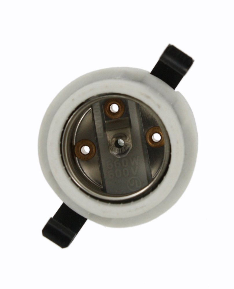 Leviton 8885 Incandescent Lampholder, Porcelain, Medium Base, 660W-600V, Snap-In, White