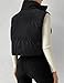 Gihuo Women's Corduroy Puffer Vest Cropped Stand Collar Zip Up Vest Quilted Sleeveless Jackets Gilet(Black-S)