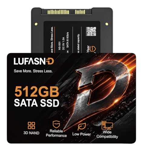 Image of Internal 512GB SATA SSD, 2.5 Inch SSD SATA III 6Gb /s, Solid State Drive, Up to 520MB /s Read Speed, 3D NAND Flash, Compatible with Laptop & Desktop PC
