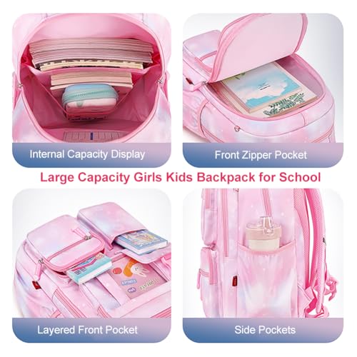 Image of MATMO Backpacks for Girls, School Backpack Kids Student Bookbag Travel Daypack (Pink)