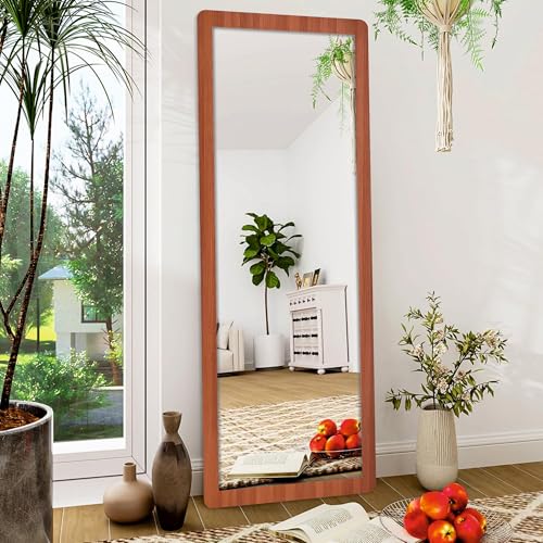 Image of Creative Arts n Frames 21 x 51 inch Full Length Dressing Chevel Long Fiber Wood Rectangular Framed HD Mirror Home Wall Living Room Decor Items (Umber Walnut Color Framed HD Mirror)