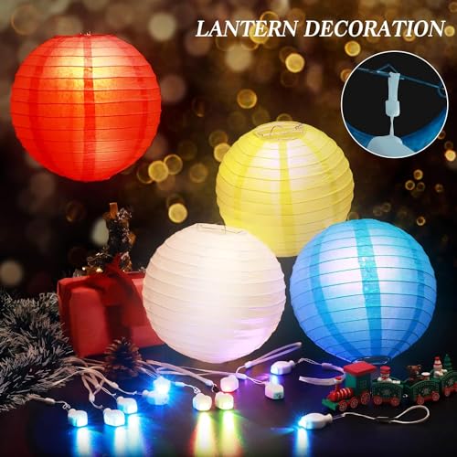 Yizhet LED Ballonlichter - 12 Laternenlichter für Lampions, Warmweiß, Party Dekoration für Hochzeit, Halloween, Weihnachten, Mehrfarben – Bild 6
