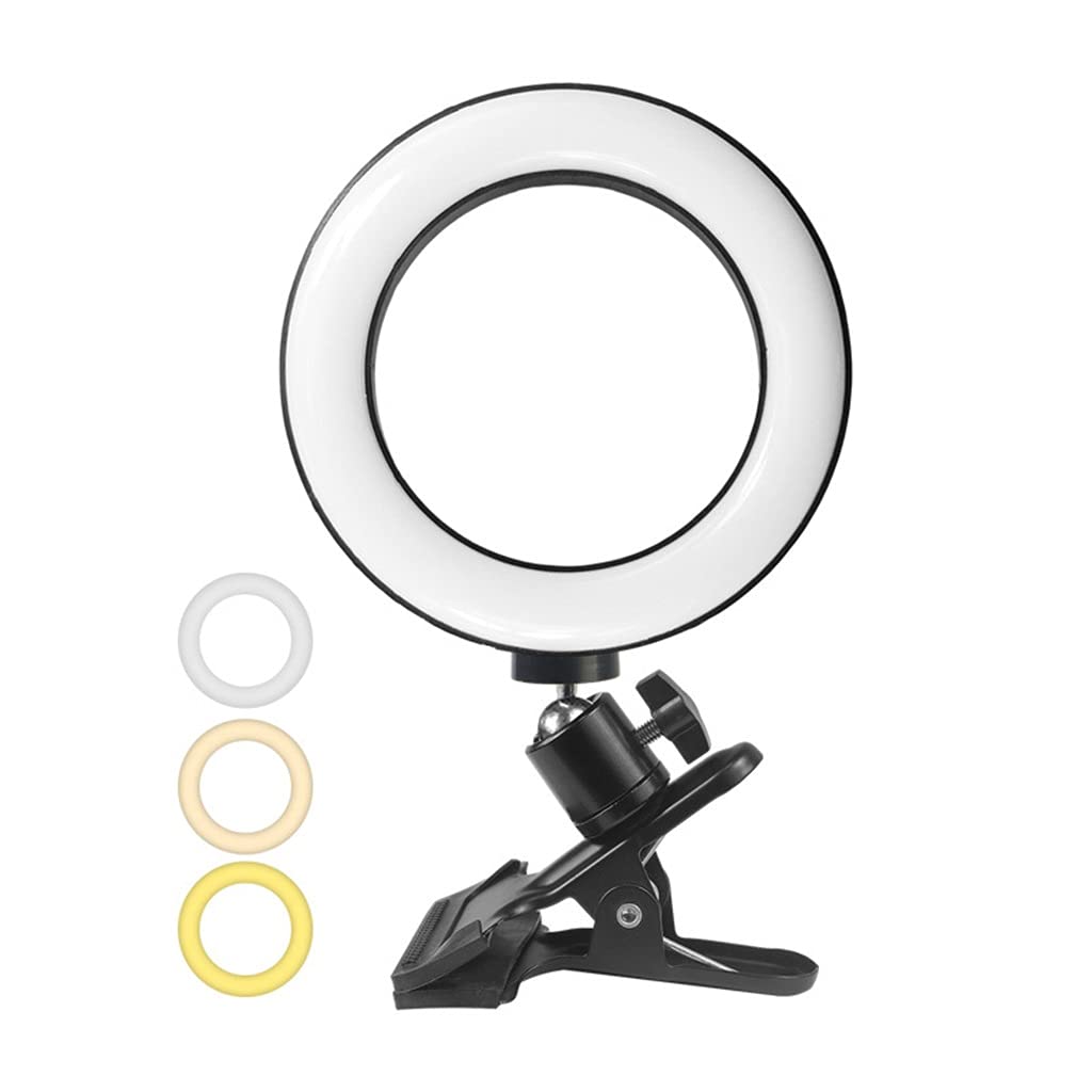 6'' Kit di Illuminazione per Videoconferenza, 2 Pezzi, 3000k-6000K, Luci ad Anello a LED Dimmerabili, Clip sul Monitor del Laptop, per Laptop, Ufficio, Trucco, Youtube