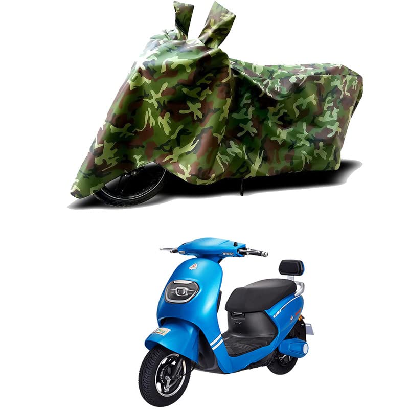 Image of 100% Water Resistant Bike Scooty Two Wheeler Body Cover Compatible for Tunwal Sports 63 Alpha 48V STD /UV-Rays /Heat Protection /Birds Dropping /Scratchproof /Dust Proof /Waterproof[Green MJ]