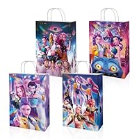 Demon Hunters Birthday Decorations, 12PCS Party Goodie Gift Bags, Including 4 Patterns Double Sided Printed Ideal for Boys Girls Kpop Theme Party Supplies