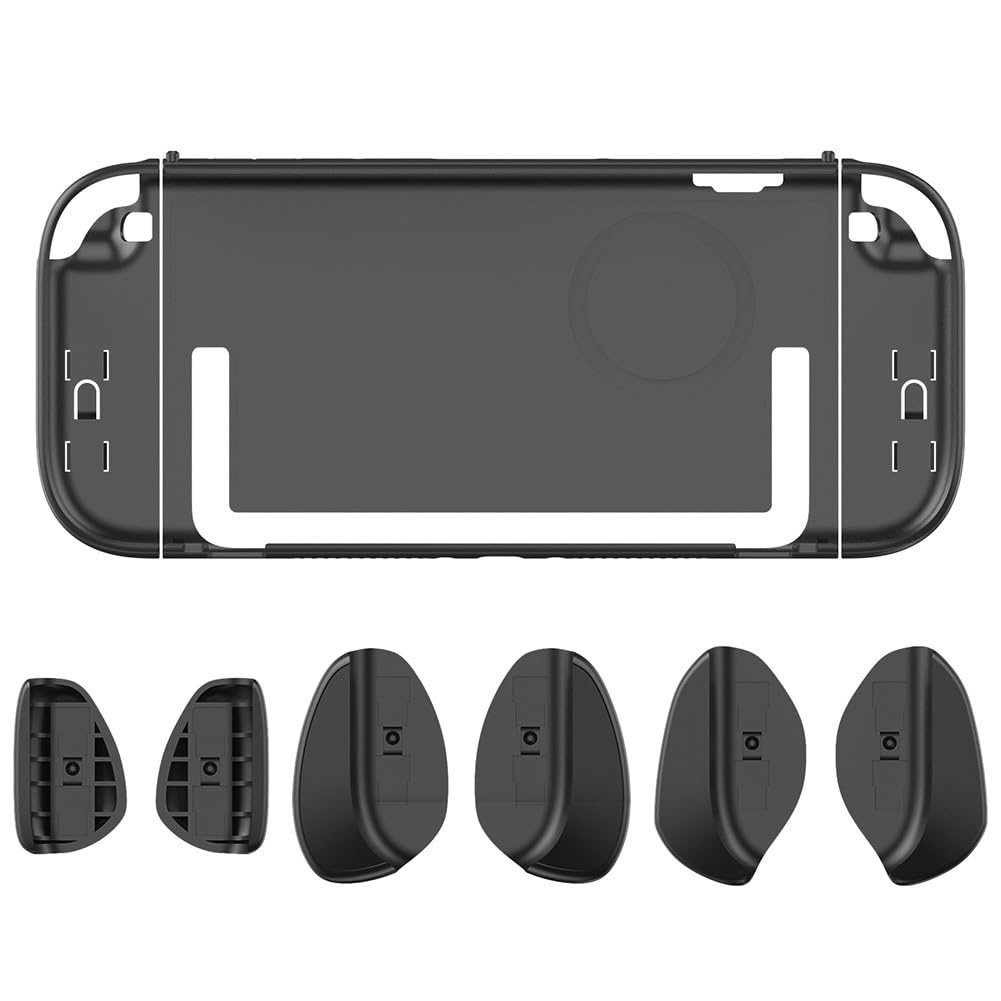 Custodia protettiva per Nintendo Switch 2, trasparente, in ABS, con impugnature ergonomiche, porte e pulsanti precisi, per design compatto (24 x 10 x 1,9 cm), include 6 impugnature