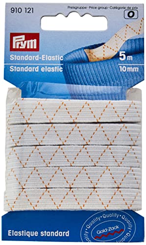 Prym 910121 Standard Elastic Gummiband 10 mm x 5 m – elastisches Nähband in Weiß, Oeko-TEX Zertifiziert, Kochfest & trocknergeeignet – Gummilitze für Hosen, Röcke, Pyjamas, Jacken
