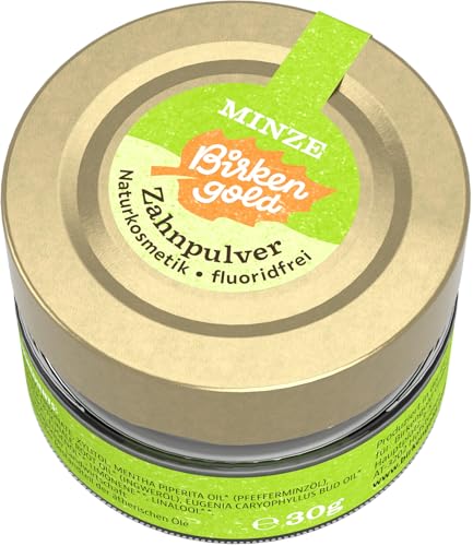Birkengold® Zahnpulver Minze Glas 1 x 30 g – Miniatur