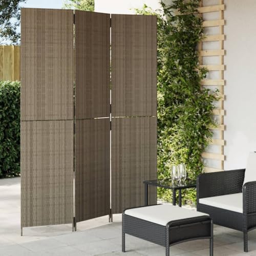 Gray Poly Rattan Room Divider, 3 Panels, 57.9" x 78.7"