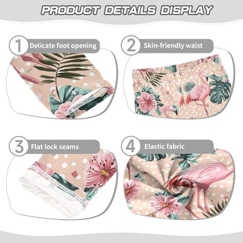 Wusikd Pink Flamingos Girls' Leggings Toddler Doodles Tropical Kids Yoga Pants Dance Active Tights 4T3