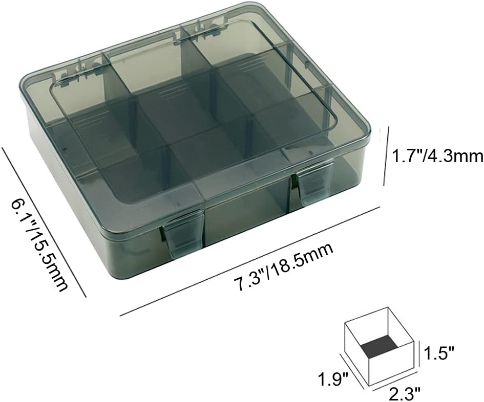 Vidifor 2 Pack Plastic Storage Organizer Box, Storage Container, Jewelry Organizer, Parts Storage Box with Dividers for Crafts, Beads, Buttons, Ornaments, Metal Parts(9 Grids 2 Pack)