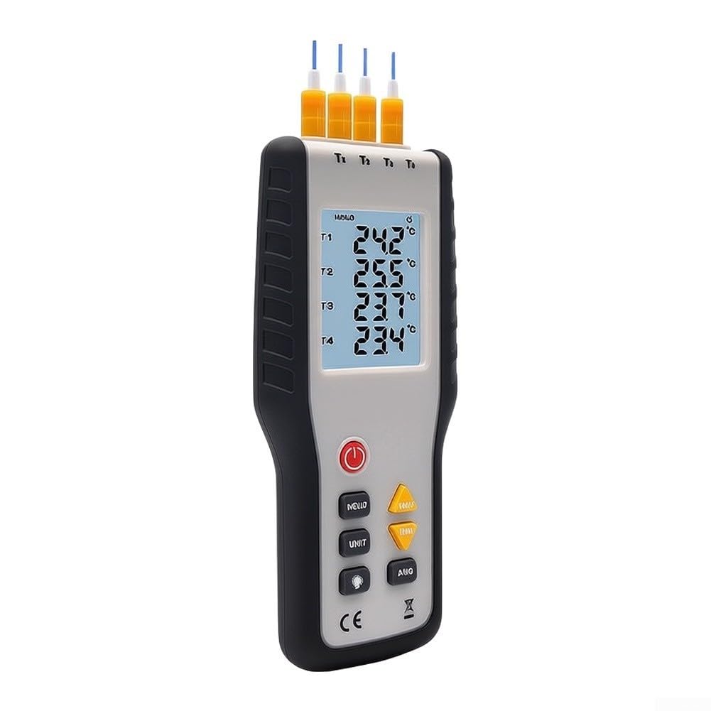 Termómetro digital de 4 canales para tipo K de -200 a 1372 °C LCD de 4 canales