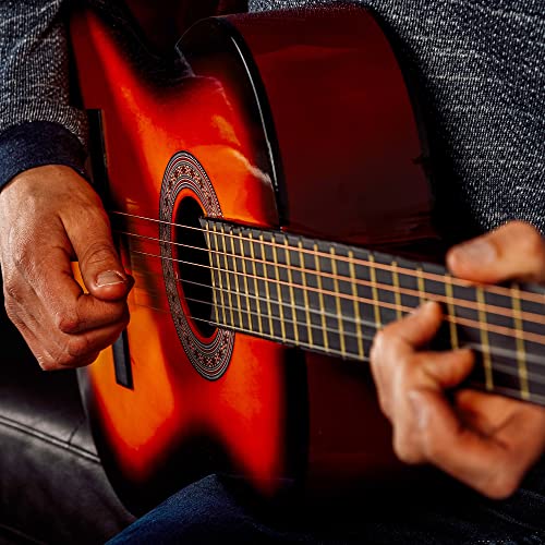 Image of 3rd Avenue Full Size 4 /4 Classical Guitar Spanish Nylon String Beginner Pack Bundle - 6 Months FREE Lessons, Bag, Strings, Digital Tuner - Sunburst