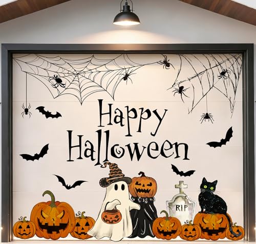 JarThenaAMCS 25Pcs Halloween Garage Door Magnets Ghost Pumpkin Black Cat Magnetic Refrigerator Stickers for Home Party Car Decoration