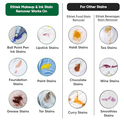 Image of Ethiek Stain Remover for Makeup, Pen, Ink, Cuff & Collar - Ink Remover from Clothes, Removes Foundation, Pen-marks (100 ml)