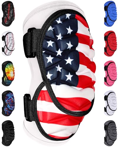 Exxact Sports Defender Plus Softball Elbow Guard Baseball, Batters Baseball Elbow Guard Youth & Adult with Adjustable Straps - (USA Flag, ASM)