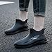 AEGNONGL Men's PVC Flat Garden Rain Boots Fashion Soft Slouch Platform Anti-Slip Outdoor Mid Top Work Waterproof Galoshes Short Rain Boot (Black,9)