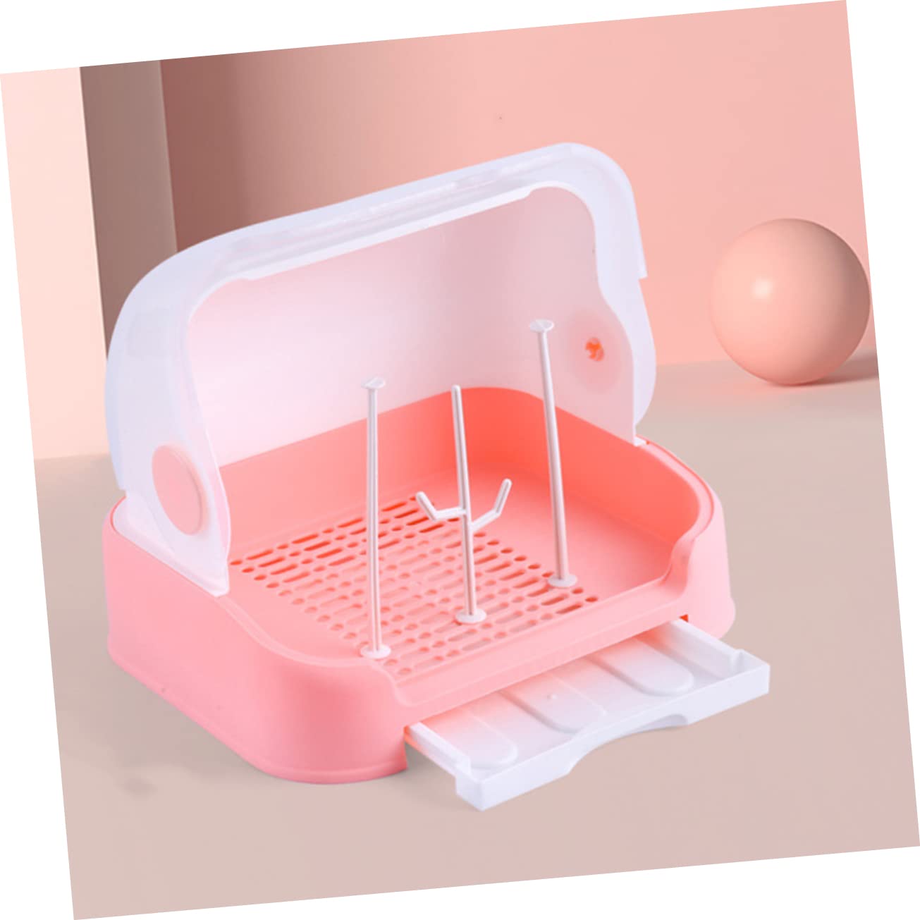 Égouttoir à Biberons Bébé avec Couvercle et Bac D’égouttage PP Rose | Cuisine et Placard, Surface Lisse, Organise aussi Vaisselle et Tasses, Format Pratique pour Rangement