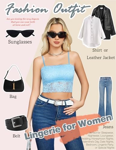 Image of Avidlove Bralettes for Women Lace Spaghetti Strap Tank Top Tube Slim Basic Camisole