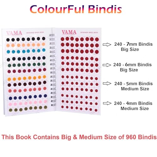 Image of VAMA Fashions Plain Round Red Maroon Multicolour Kumkum Bindis Sticker Bindiya Spiral Bride Groom Dulhan Bindi Book for Women