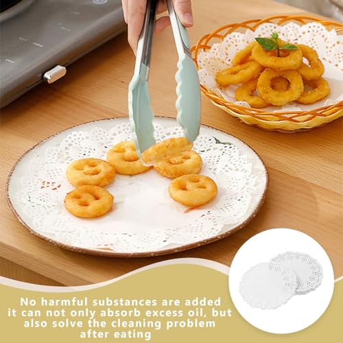 banjiabb 280 Stück Rundes 9 CM Spitzenpapier für Kuchen, Tortenspitze, Weißes, Rundes Papier Spitzendeckchen, Hochzeit, Geburtstag, Party, Kuchen, Pizza