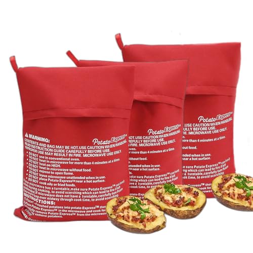 YiXuTag Bolsa de Patata de Microondas,3pcs Bolsa Patatas Microondas,Patatas Microondas,Bolsa de Cocina Perfecto Patatas, Bolsa de Papas para Microondas,Bolsa de Cocina Perfecto Patatas