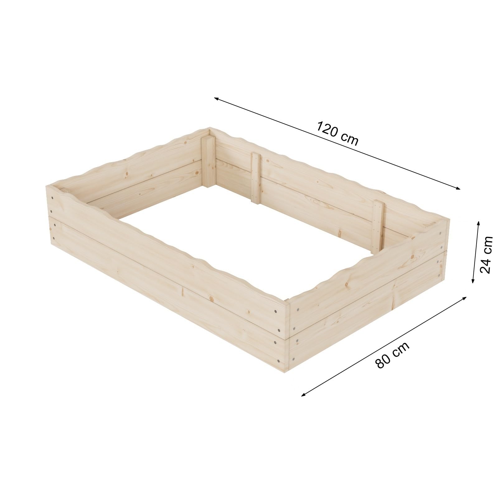 QLS Orto rialzato in pino naturale 120x80x24 cm