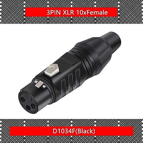 Conector XLR 3 pines macho hembra adaptador de audio para cable de micrófono negro 10 uds 3