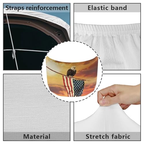 Image of Car Hood Cover Elastic Polyester Hood Wrap Patriotic Car Decor Exterior Accessories Eagle and American Flag Washable Universal Hood Covers for SUV Sedan