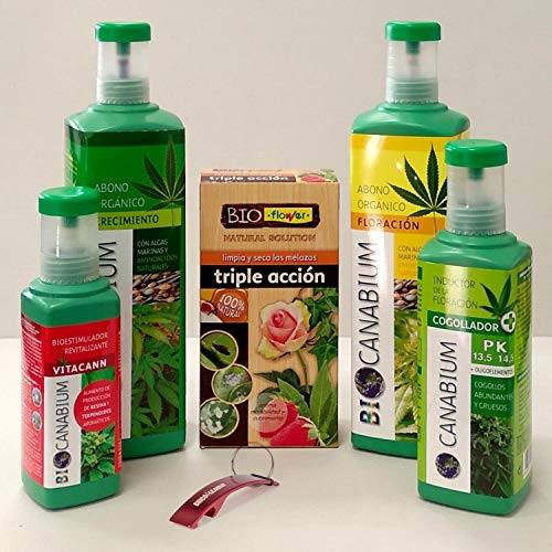 Bricolemar Set de Productos Esenciales para el Cultivo de Plantas Canabium + Llavero Regalo (Canabium Plus + Insecticida Triple Acción 100ml)