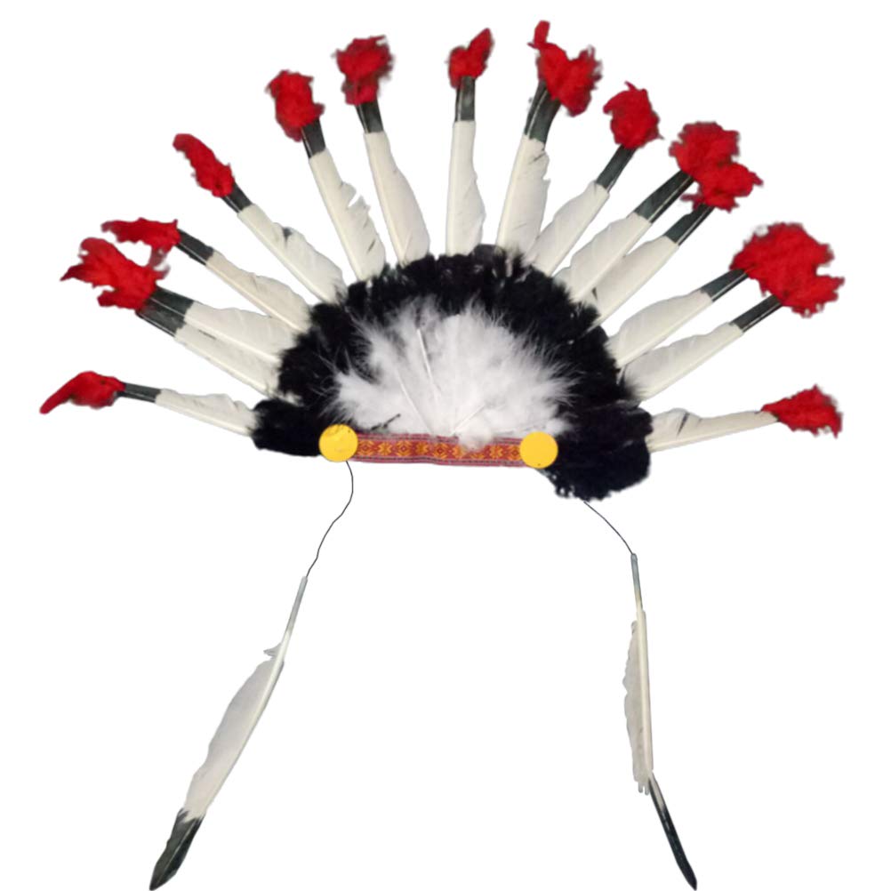 Stylebest Native Chief Headdress,Halloween Costume Accessory,Cosplay Indian Costume Artificial Feather Head Dress Headpiece,for Adults and Kids (Assorted Color)