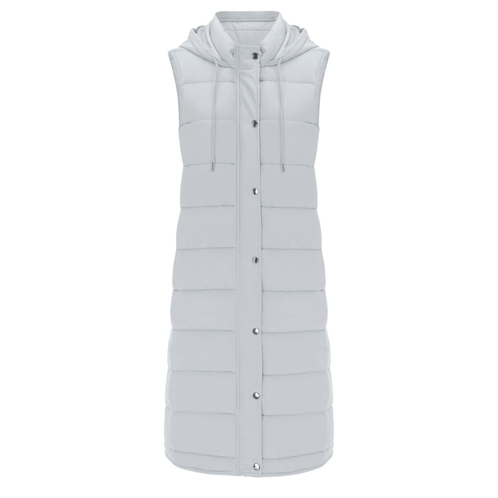 Generisch Langer Wintermantel für Damen, Weste mit, ärmellos, warm, lockerer Daunenmantel mit Taschen, Steppweste, Daunen-Steppmantel für den Außenbereich