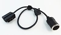 Vista 4 de Ángulo recto de bajo perfil OBD2 macho a encendedor de cigarros Conector hembra Cable de alimentación constante del coche 2ft/60cm