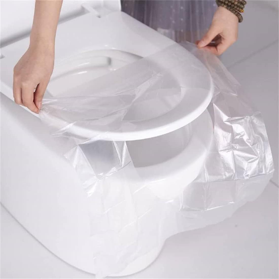 ZUMIE Disposable Plastic Toilet Seat Cover - Flushable Plastic Toilet Seat Covers For Kids & Adults | Unique Fold To Hold So No Contact With Unhygienic Seats | Potty Seat Cover For Pregnant Women (20)-image-27