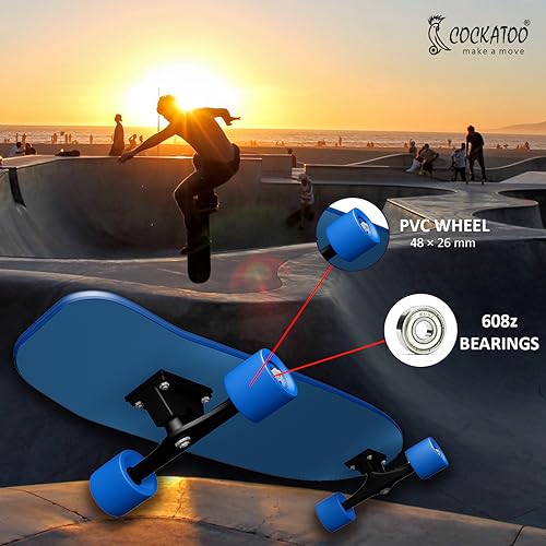 Image of Cockatoo PVC Skateboard | Anti-Skid Board with 608Z High Precision Bearings | Ideal for All Skill Levels (17 X 6 Inch)