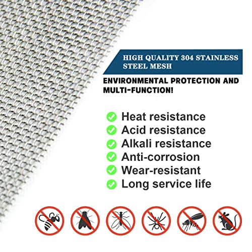 Wire Mesh Sheets Stainless Steel Woven Meshes Screen Filter Panels Vent Metal Rodent Mesh Gauze Net for Mice Rodent Proof Rat Insect Control in Garden Home 21x30 CM