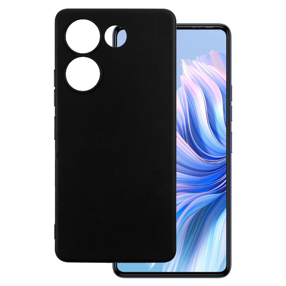 MuzzTecno Camon 20 Case Cover Rubberised Matte Soft Silicone TPU with Camera Protection Flexible Back Case Cover for Tecno Camon 20 Black