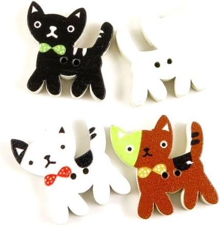 360 PCS Sewing Notions Supplies Fasteners Buttons Sew On 06887 Bowtie Cat Wooden Clothing Decoration Handmade Scrapbook Boutons