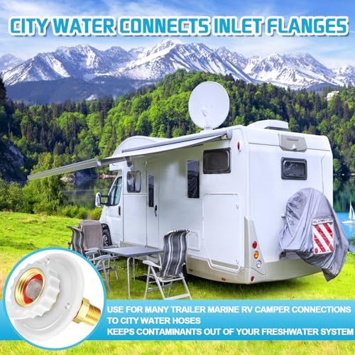 Image of RV City Water Inlet with Check Valve, RV Fresh Water Inlet 1 /2 inch NPT Male RV Water Inlet,City Water Connection for RV Marine Camper Motorhome Trailer