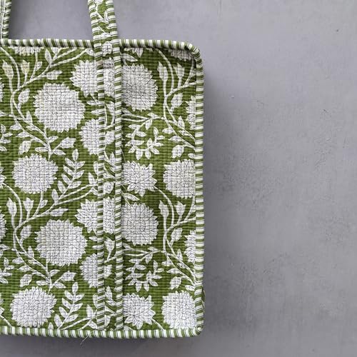 Bolso tote reversible grande de algodón multicolor floral miniatura 2