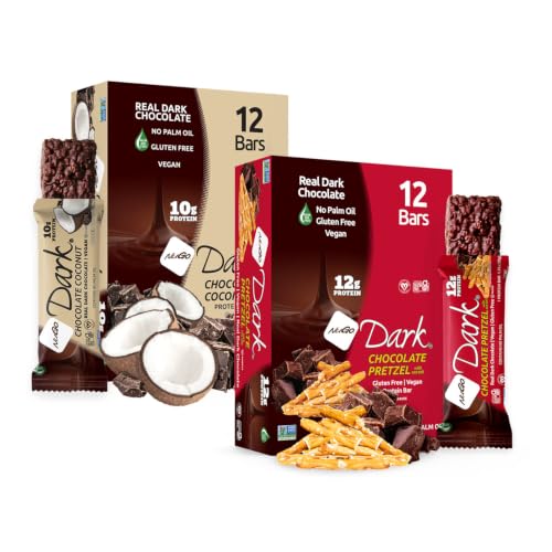 NuGo Dark, Pretzel &amp; Coconut, 12g Vegan Protein Bar, Gluten Free, 24 Count