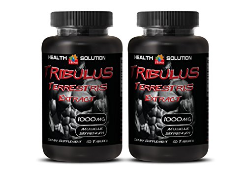 Testosterone Booster Dietary - Muscle Strength - TRIBULUS TERRESTRIS Extract 1000mg - Tribulus Bodybuilding - 2 Bottles 120 Tablets